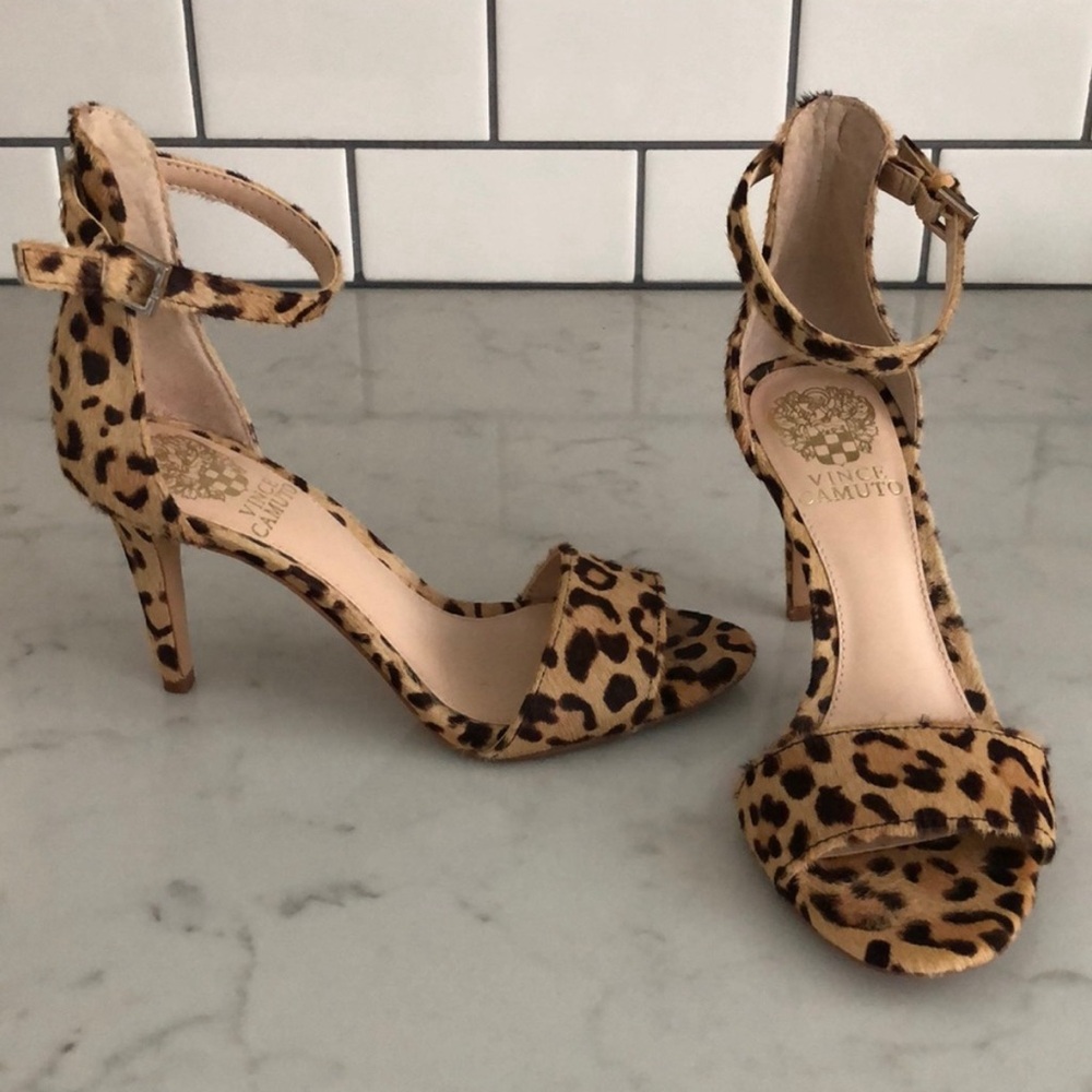Vince Camuto leopard on calf-hair heels
